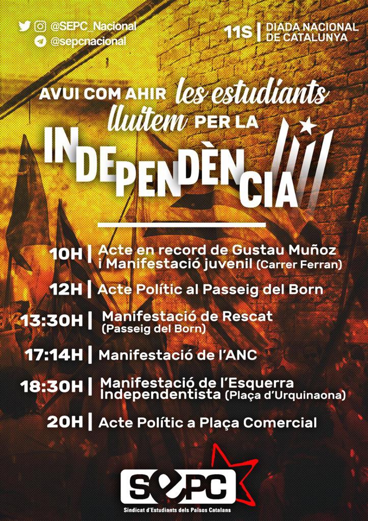#Onze19 | ✊🏼 Demà les estudiants sortirem al carrer per reivindicar que volem la independència del nostre poble.

➡️ Juntes i mobilitzades #OrganitzemPoderPopular!
