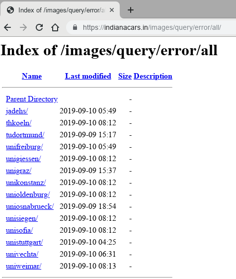 ⚠️Achtung: Auf indianacars[.]in wurden Phishing-Seiten gegen Hochschulen eingerichtet.

Bitte keine Daten eingeben oder Links anklicken! ⚠️

Cc: @th_koeln
<a href="/deinITMC/">Dein ITMC an der TU Dortmund</a>
<a href="/UniFreiburg/">Universität Freiburg</a>
<a href="/jlugiessen/">Universität Gießen</a>
<a href="/UniGraz/">Uni Graz/University of Graz</a>
<a href="/unikonstanz/">Universität Konstanz</a>
@UniOldenburg
<a href="/UniOsnabrueck/">Uni Osnabrück</a>
<a href="/UniSiegen/">Universität Siegen</a>
<a href="/Uni_Stuttgart/">Uni Stuttgart</a>
<a href="/bauhaus_uni/">Bauhaus-Uni Weimar</a>