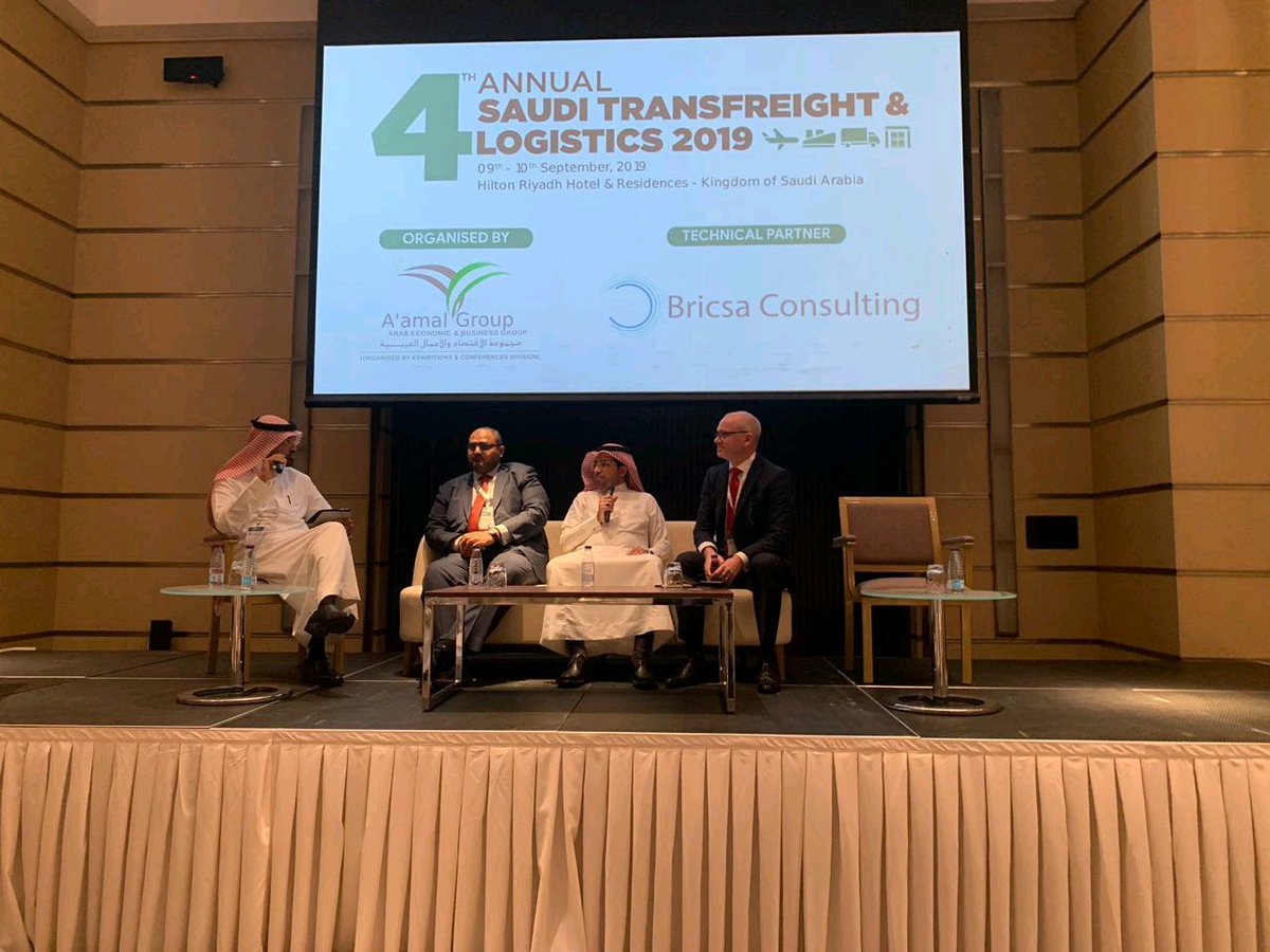 4thTransFreight's tweet photo. Panel Discussion on Day 1 at the 4th Annual Saudi Transfreight &amp; Logistics 2019 hosted by @BricsaConsultin 

Right to left: Mr. Gordon Lindsay - @networkrail, Mr. Raed Al Nazer - @MEPSaudi, Mr. Khurram Ali @ClydeCoMENA and  Eng. Khalid Al-Bakry - National Logistics Committee, KSA https://t.co/RHdxBcUfz6