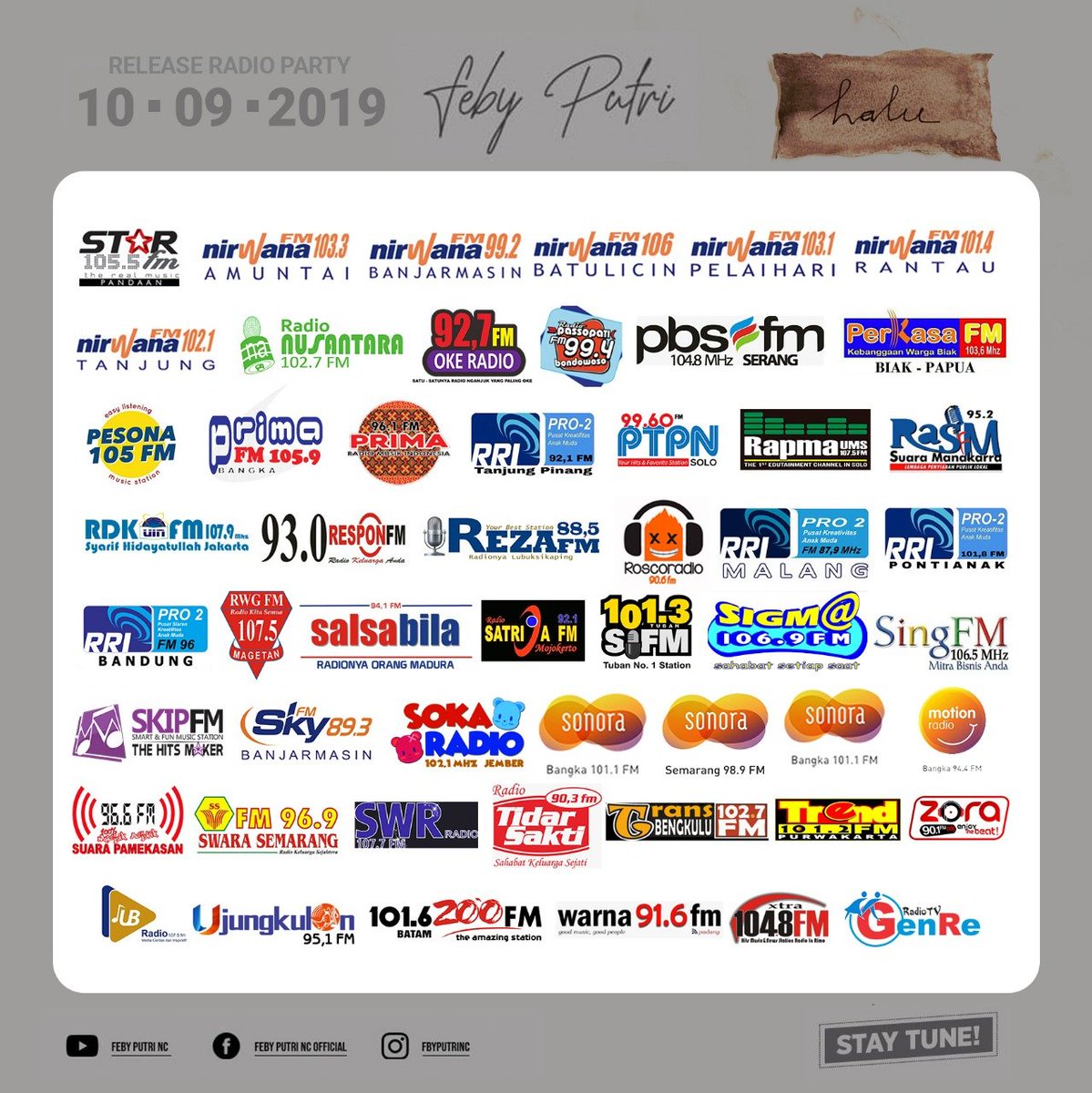 RDKFM's tweet photo. @fbyputrinc Solois pelantun syahdu asal Makassar yang berawal dari ketenarannya di Youtube. Kini baru saja merilis sebuah single yang diberi judul "Halu".
Single ini bercerita tentang makna sebuah kehilangan.
#ReleaseRadioParty
#PEMUTARANSERENTAK
#HaluFEBY
#OBRASS https://t.co/PKw9mETA0b