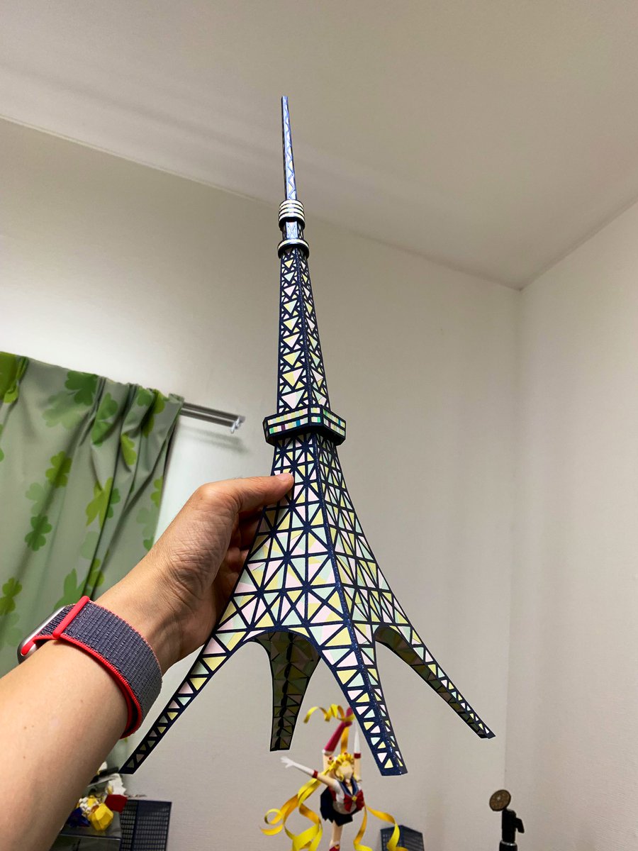 ペーパークラフト #東京タワー 立体切り絵ステンドグラス風？夜景の