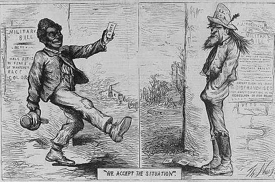 The Birth of a Political Party: A largely Black Party - (Texas)"In July 1867 twenty whites and 150 blacks attended a Republican convention in Houston, where they endorsed free common schools and free homesteads from public lands for blacks and whites."