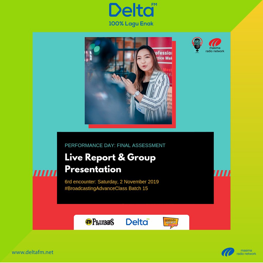 Delta_FM's tweet photo. #BroadcastingAdvanceClass kali ini berkolaborasi dengan MASIMA RADIO NETWORK!

Daftarin diri kamu buat ikut #broadcastingAdvanceClass batch 15, seatnya terbatas!.
Akan menghadirkan mentor-mentor seru dari Prambors, Bahana FM dan Delta FM!

Registrasi di https://t.co/icdMcJEdIn https://t.co/4tYuHkz8gC
