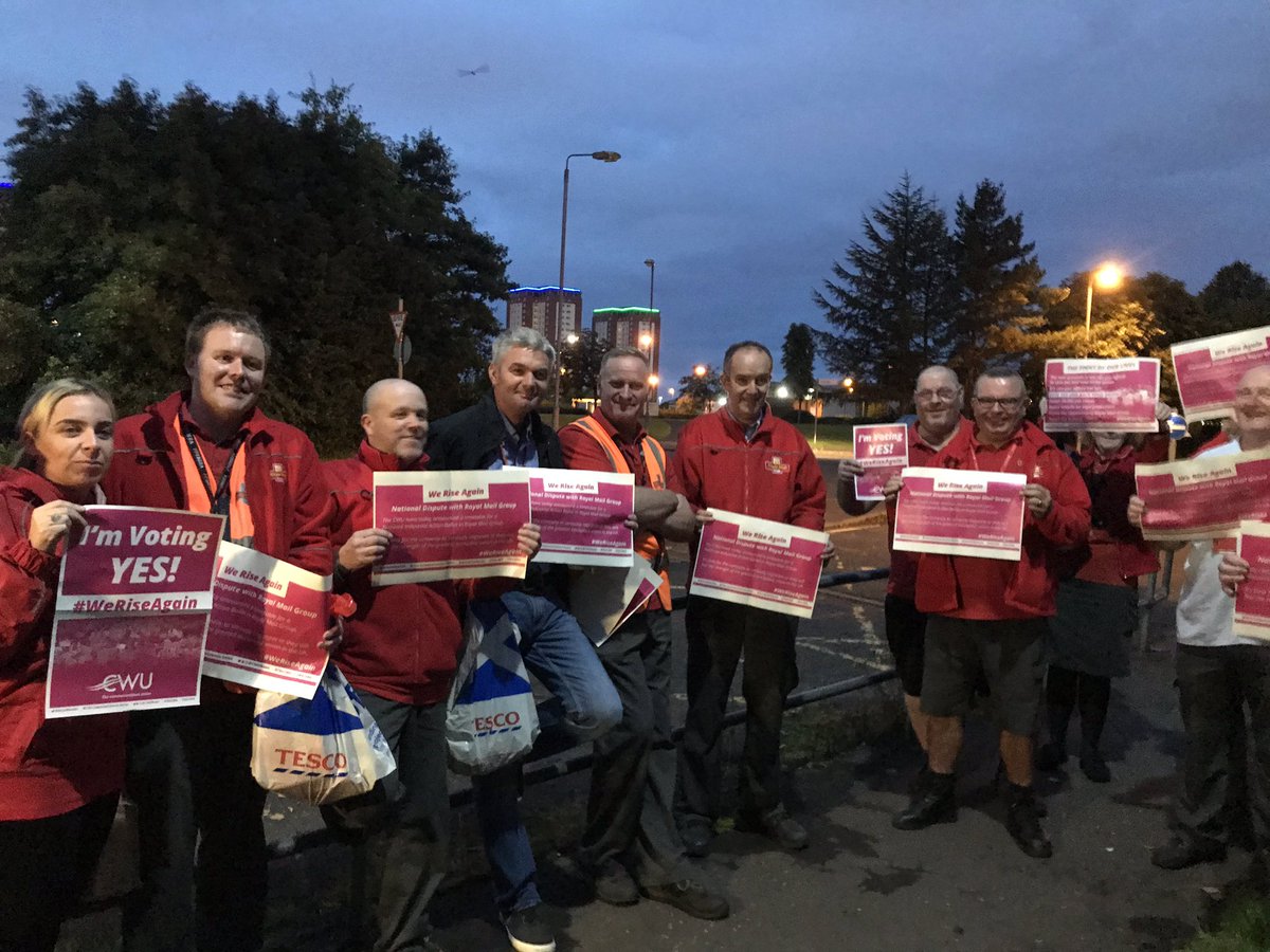 alaantdon's tweet photo. The first of 7 gate meetings at Glasgow Mail Centre on what is gonna be a long but worthwhile day. Thanks to all that gave their own time to attend @CWUGlasgow @CWUnews #RiseUp 🦁 https://t.co/nyjdwsCFAa