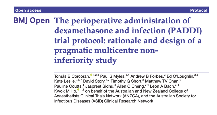 Pleased to announce that the PADDI Protocol Paper is officially available online <a href="/BMJ_Open/">BMJ_Open</a>! Final follow ups being completed by our site teams, data cleaning in progress, getting prepped for analysis of this much anticipated trial. #anaesthesia #clinicaltrials <a href="/Monash_SPHPM/">Monash Public Health</a>