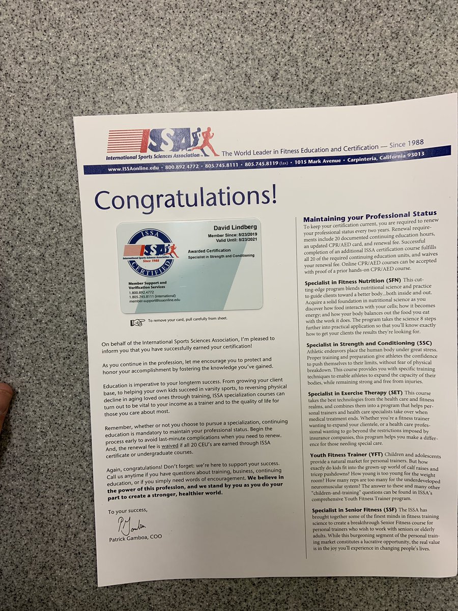Dml Sports Fitness Nutrition On Twitter Today I Am Extremely Proud Of Myself Because Today My Strength And Conditioning Specialist Certification Arrived In The Mail David M Lindberg National Academy Of Sports