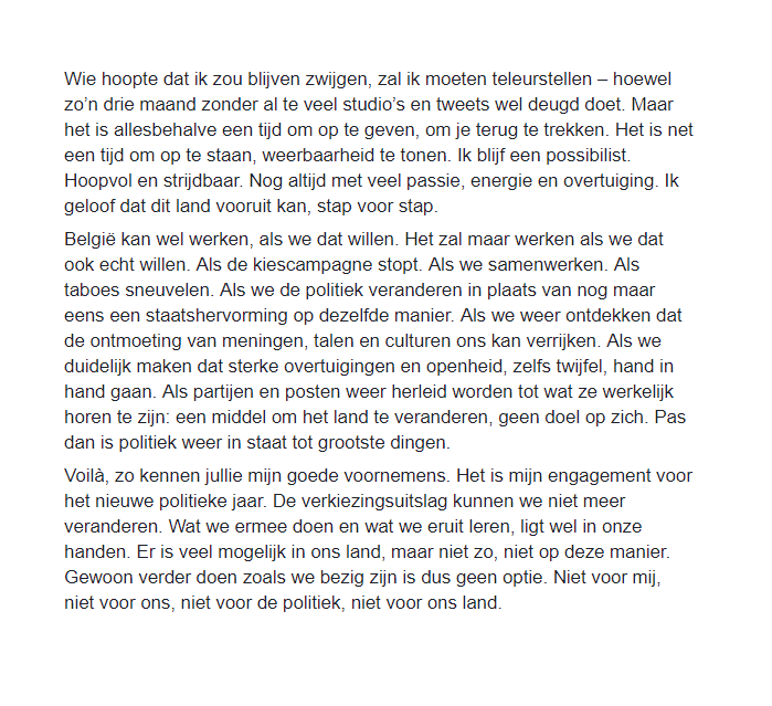 kristofcalvo's tweet photo. Ik blijf een possibilist. Er is veel mogelijk, maar niet op deze manier. Mijn engagement voor het nieuwe politieke jaar: https://t.co/D3QZtzj8Gs https://t.co/dXPbJpLjQC