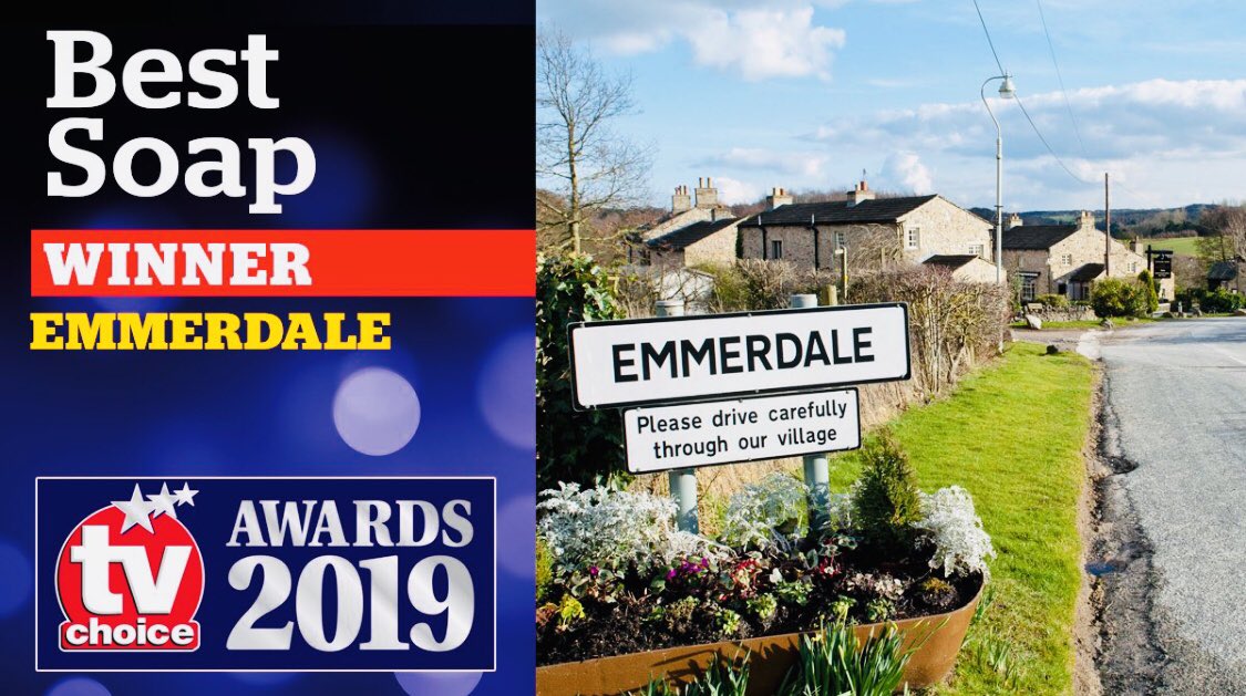MASSIVE CONGRATULATIONS to all the fantastic cast and crew @emmerdale #emmerdale your dedication and hard work has been awarded @tvchoicemagazine the show is going from strength to strength and I could not be MORE proud to now be involved with this fabulous team of loyal bunch.🏆