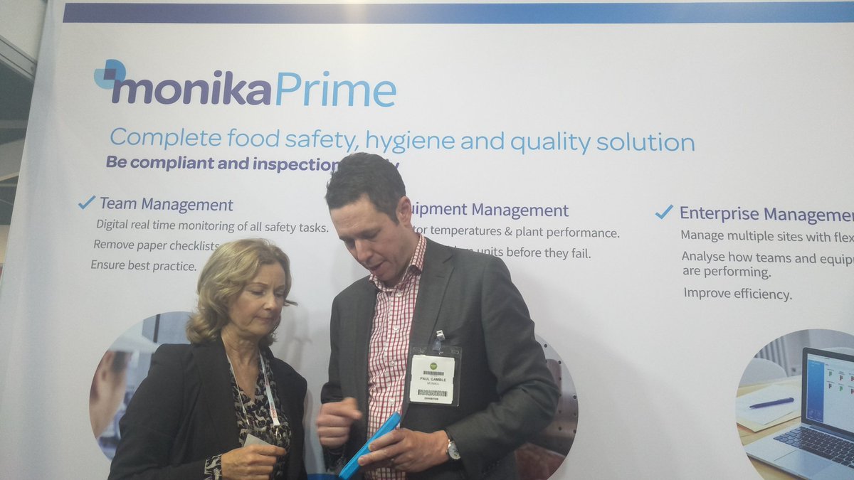 JoDiningExpert's tweet photo. Discussing #MonikaPrime food safety system at #FineFood with @PaulGamble. More than temperature monitoring.
End to end digital cloud based food safety at your fingertips. https://t.co/JiEStzwO4O