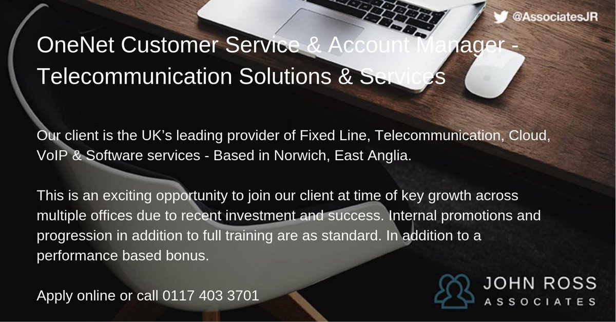 #AccountManager & #CustomerService Executive - #Telecommunications & #Solutions 

johnrossassociates.co.uk

#EastAngliajobs #Norwichjobs #Norwichcareers #careers #job #telcojobs #telecomjobs #ITjobs #opportunity #recruitment