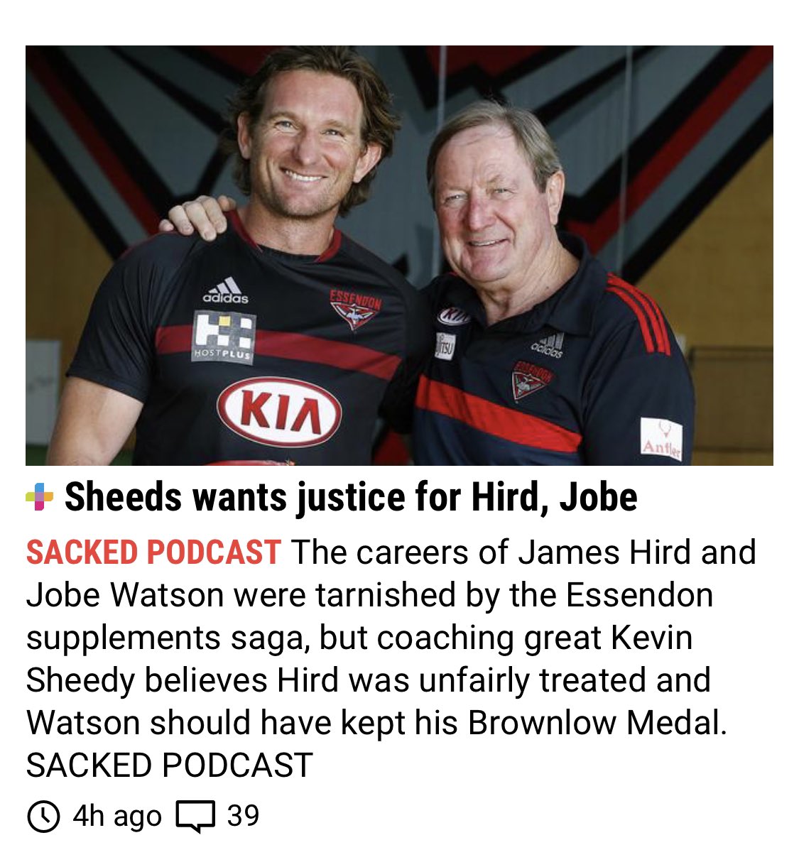NikGiannopoulos's tweet photo. Yes!!!!! @Kevin_Sheedy 👏🏼👏🏼
KEVIN Sheedy says James Hird is the best coach Essendon has had since his departure, and the truth will one day emerge about a miscarriage of justice on the club’s supplement program. https://t.co/PPb2eKE2fX