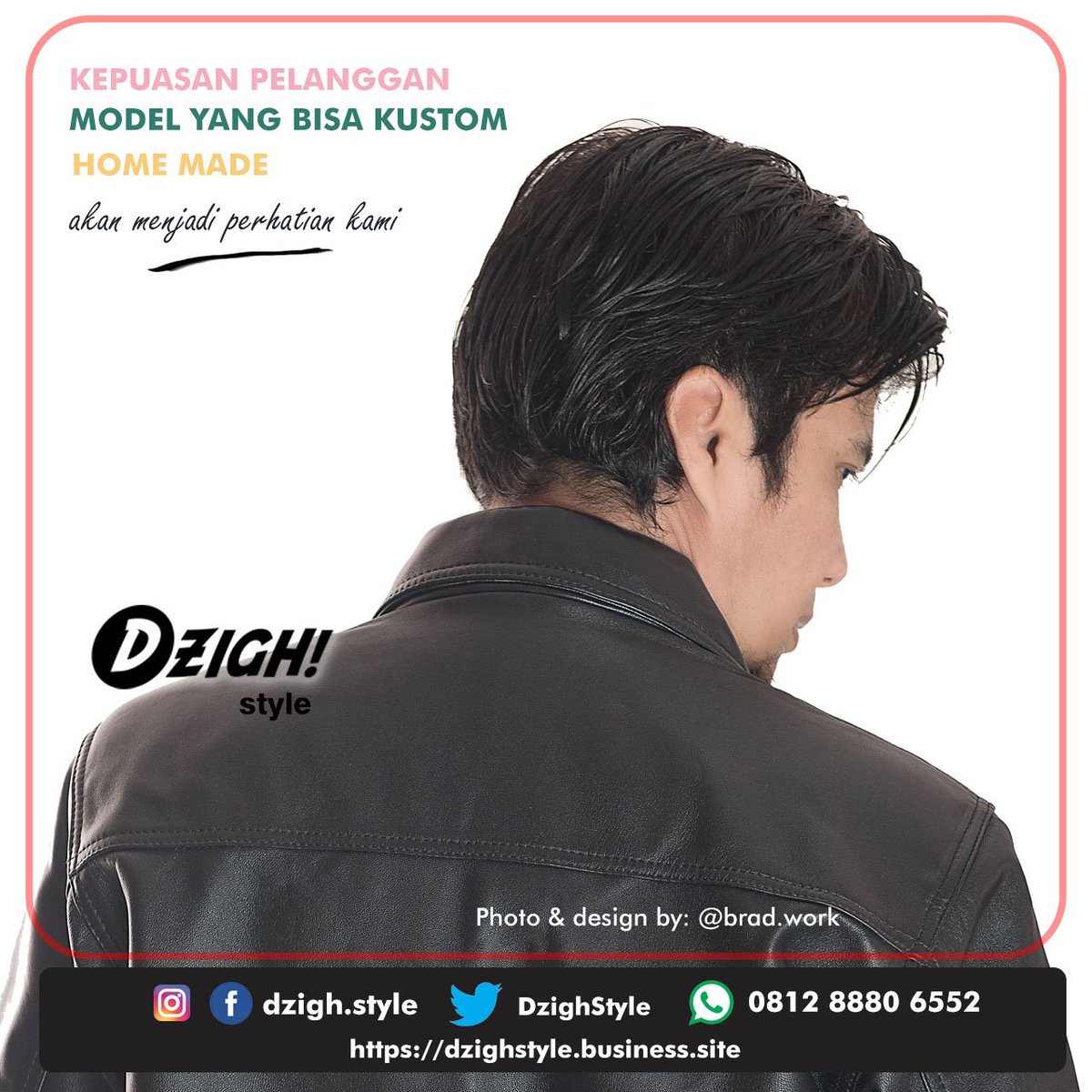 DzighStyle's tweet photo. Jaket Kulit DZIGH, silahkan kontak kami untuk pemesanan

.
.
.

Silahkan cek akun MEDIA SOSIAL kami untuk melihat produk-produk yang kami produksi.

.
.
#dzigh #dzighstyle #produkrumahan #ukm #homemade #jaketkulit https://t.co/O69rnCBXvC