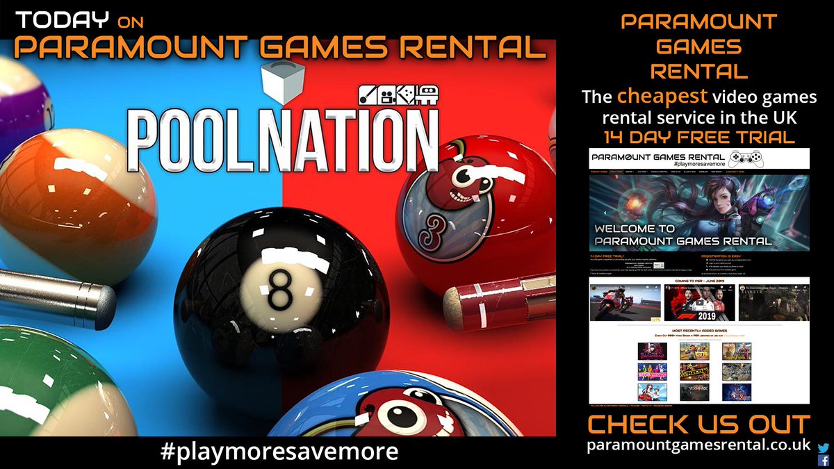 paramountgames's tweet image. #GameRelease on #PS4 = #PoolNation  #PEGI_3 _ #genre #Sport &amp;gt;&amp;gt;&amp;gt; Pool Nation flawlessly blends reality with the impossible resulting in the finest example of digital pool - ever played &amp;gt;&amp;gt;&amp;gt;
paramountgamesrental.co.uk #playmoresavemore