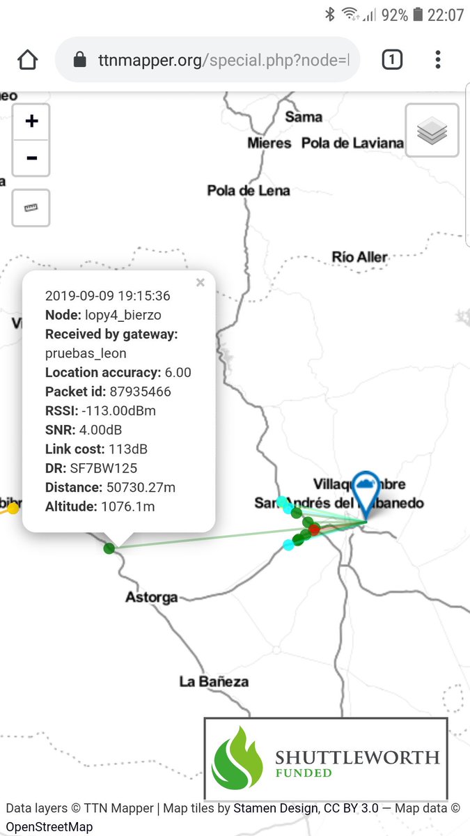 moifdz's tweet image. Siguiendo el consejo de @G4lile0 me he llevado de viaje un nodo #Lopy4 #LoRaWAN de @pycomIOT enviando datos a @thethingsntwrk . Los resultados en @ttnmapper sorprendentes 😮😯😲 .