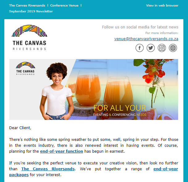 👇Have you read the latest edition of our 
<a href="/CanvasVenue/">The Canvas Riversands</a> Newsletter? Do yourself a favour and read about Seven Tips To Throw The Best End-Of-Year Party and more exciting news in the conferencing industry. bit.ly/2m5d3Vz #thecanvasriversands #fourwaysvenue #venuehire