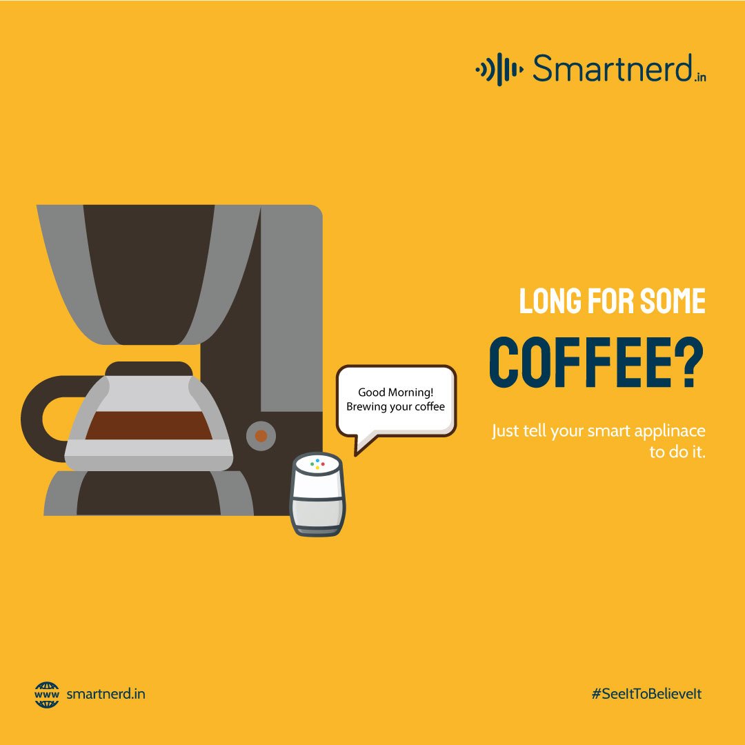 smartnerdindia's tweet photo. Whether you want a cup of coffee or get your clothes washed, your smart home appliances got it covered for you. Tell your way out of your chores with just a click or a plain command.

#smartnerd #seeittobelieveit #hyderabad #smartappliances #googleassistant #amazonalexa https://t.co/5oNxvBQDv7