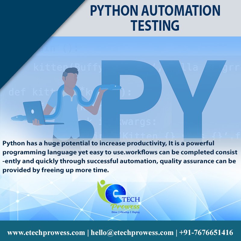 EtechProwess's tweet image. For More Details: etechprowess.com
or Call on: +91-7676651416
#PythonprogrammingcourseinBangalore
#PythonprogrammingtutorialinBangalore
#PythonprogrammingcourseinJPnagar
#PythonprogrammingcourseinBangalore
#PythonprogrammingtutorialinBangalore