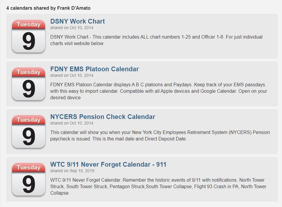 2019 Chart Calendar Dsny