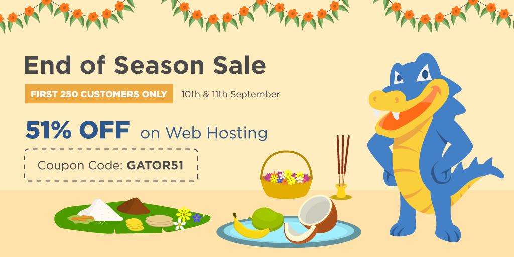 hostgatorindia's tweet image. Celebrate the festivities with Hostgator!
Get a 51% off on Web Hosting!
Coupon Code: GATOR51
Offer valid till tomorrow!
#promo #sale #getwebbed