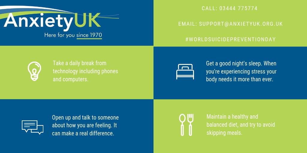 AnxietyUK's tweet photo. Today on #WorldSuicidePreventionDay we're being reminded of how important it is to address mental health issues as early as possible and provide support for those who may be struggling. 

For information and advice call us on 03444 775774 or email support@anxietyuk.org.uk https://t.co/aMPqKsQdeo