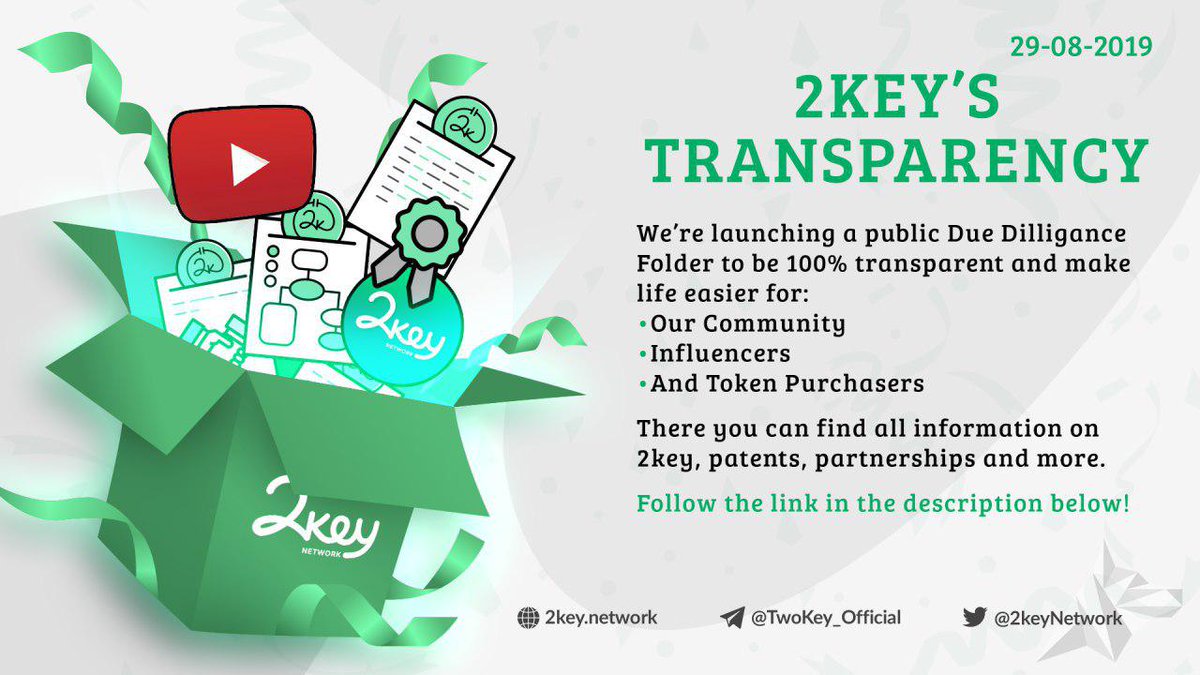 2keyNetwork's tweet photo. Getting Started with 2key?

2key in 300 words:
https://t.co/rS1tyORFNO

Our public #DueDiligence folder for you, with all our #Patents, Partnerships, Announcements &amp; more

✅ https://t.co/ei3Djq76iF

#2keyLink #ETH #blockchain #marketing #transparency https://t.co/iLnEBwGgqW