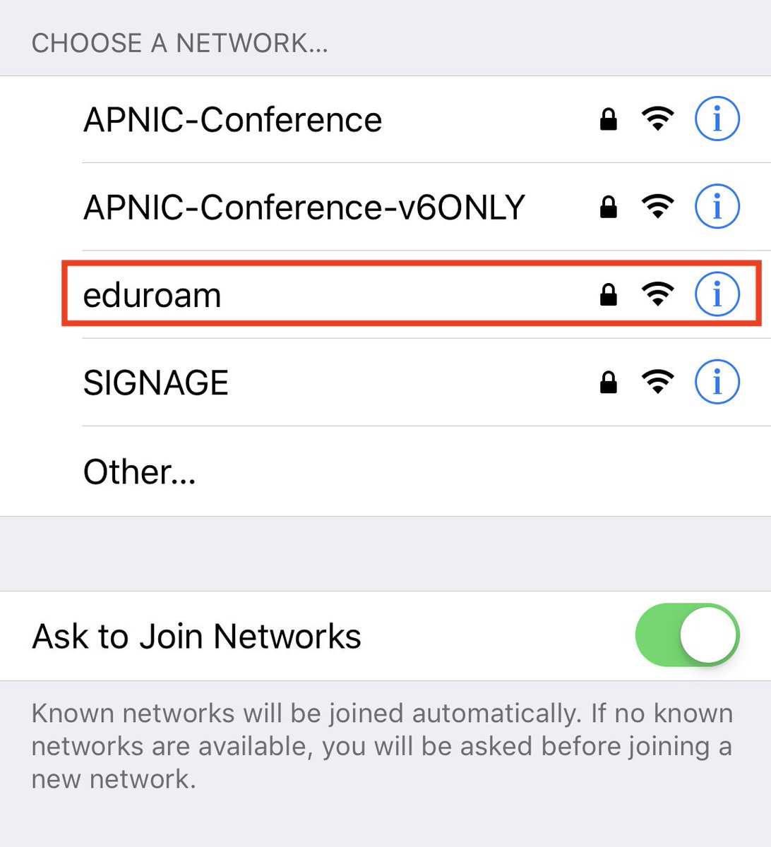 apnic's tweet photo. For those connecting to the #apnic48 conference #WiFi you may have already discovered @eduroam as an option, a first at APNIC conferences #love2eduroam https://t.co/sTLejxK4TN