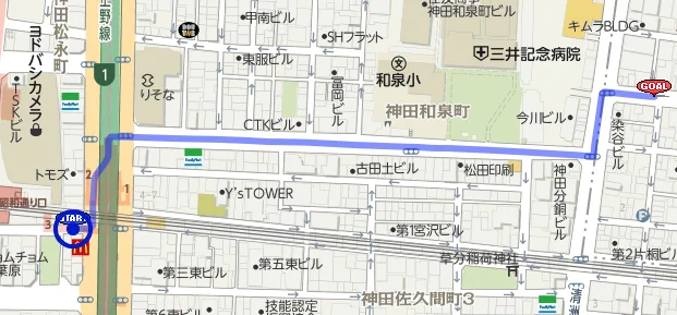 #すーぱーレトロEXPO は今週土曜!
会場までの地図です。JR秋葉原の出口は昭和通り口。秋葉原スクエアビル7階。
開催時間は12:00~18:00(ただし私は16:00頃撤収させていただきます?‍♀️)
当「ひつじ座」では同人誌、ポストカードの他『はみだしっ子』のおくすり手帳と眼鏡拭きも少し持って行きます❤️ https://t.co/JSYPbu2NSz 