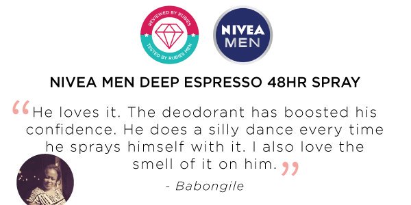 rubybox_beauty's tweet photo. Nothing beats the scent of coffee!
Take a look at what our rubies thought of the New NIVEA Men Deep Espresso on their man!
Read more: https: https://t.co/bogcilDIyh
NIVEA
#NIVEAMen #DeepEspresso #NIVEADeo #rubyboxdeepespresso https://t.co/XlUP85j7mU
