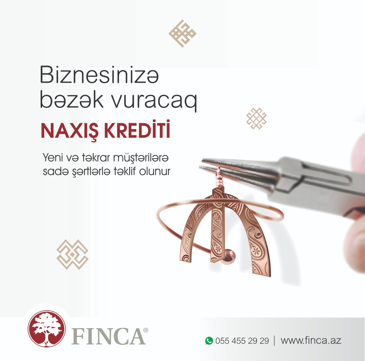 #FINCA-dan biznesinizə dəstək üçün #NAXIŞ #krediti.
10 min manatadək #mikrokreditlər sadə şərtlərlə təklif olunur.
Kredit müraciəti üçün:➡️ bit.ly/2lGFLfk
Zəng üçün: 055 455 29 29