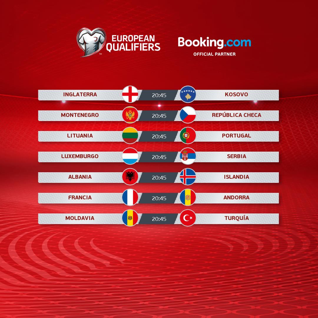 UEFA.com en español sur Twitter : "😍 ¡Este martes hay 7 partidos en los Clasificatorios Europeos para la #EURO2020! 😍 lograrán ganar hoy? 👇 #EQFixtures #Bookingyeah @bookingcom https://t.co/yofNjH9Xw8" / Twitter