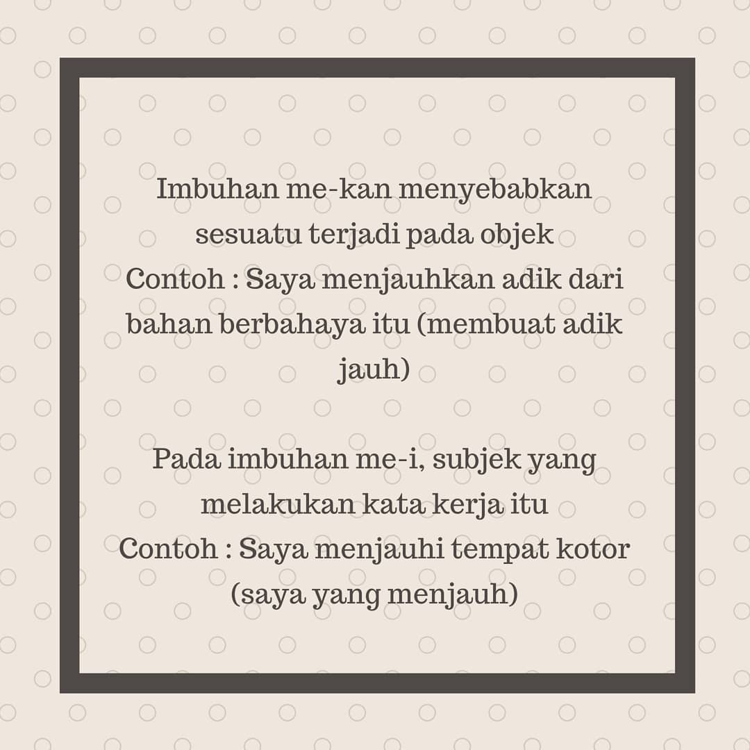 graflit_id's tweet photo. Bingung dengan penggunaan imbuhan "me-kan" dan "me-i"? Sama, Mingraf juga hehe. Namun, kita bisa belajar bersama di sini! Tambahkan di  komentar kalau kamu tahu aturan lain penggunaan kedua imbuhan ini ya. #imbuhan #puebi #TipsGraf https://t.co/SnAt25Ckkm