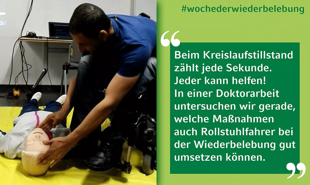 inm_online's tweet photo. Beim Kreislaufstillstand zählt jede Sekunde. Jeder kann helfen! Wir gerade, welche Maßnahmen auch Rollstuhlfahrer bei der Wiederbelebung gut umsetzen können. #wochederwiederbelebung #prüfenrufendrücken #bls #jederkannhelfen #rollstuhl #inklusion #drmed #doktorarbeit @het201 https://t.co/vEtgDfAyZC
