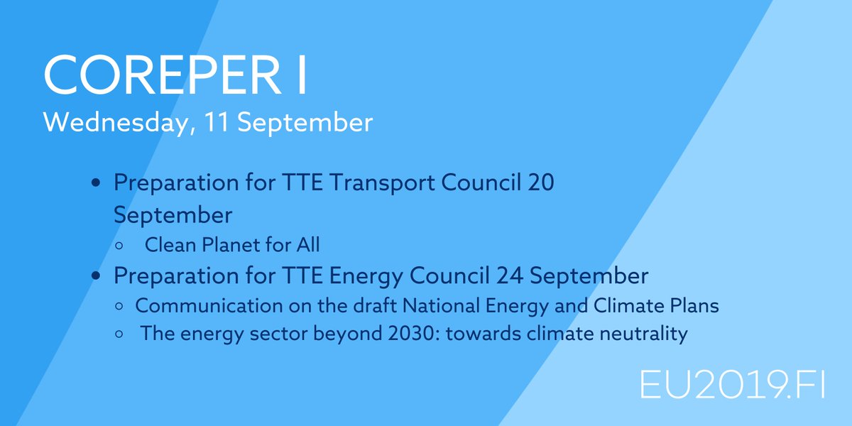 FinlandinEU's tweet photo. Coreper I meeting today. Check out the key topics π #EU2019FI https://t.co/hqMTVE5abA