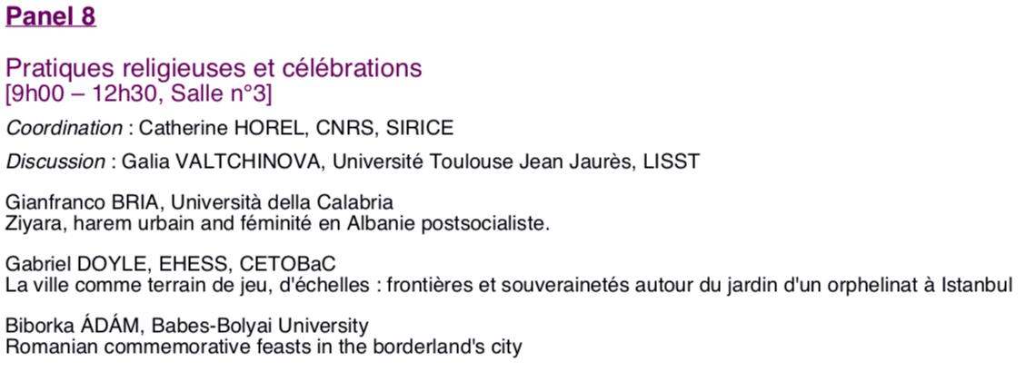 AFEBalk's tweet photo. Panel 8 : "Pratiques religieuses et célébrations"
9h-12h30, salle n°3
Discussion : Galia Valtchinova, Université de Toulouse Jean Jaurès, LISST
#AFEBalk #VilleDesBalkans https://t.co/cQJaeIOIbN