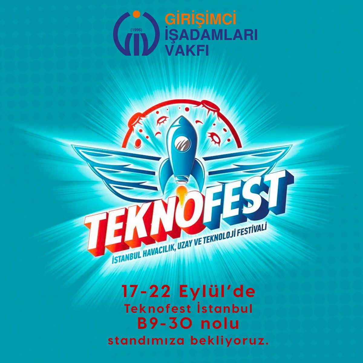 givorgtr's tweet photo. Girişimci İş Adamları Vakfı olarak geçen yıl olduğu gibi bu yıl da #TEKNOFEST’te (İstanbul Havacılık, Uzak ve Teknoloji Fuarı) yerimizi alıyoruz. Bütün dostlarımızı, üyelerimizi, girişimcilerimizi bekliyoruz @Selcuk @mehmetkoc69 @teknofestist @GivKonya @GivGebze @T3Vakfi https://t.co/mJXAa8qDd9