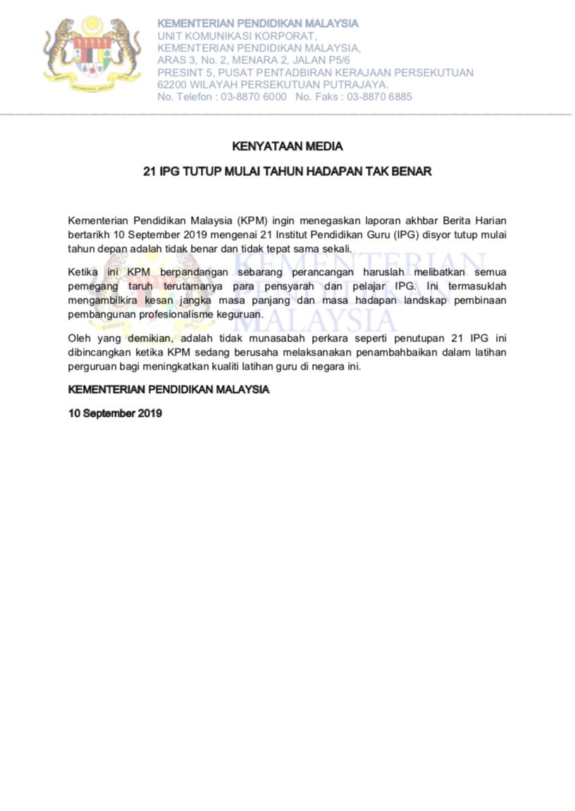 Desmond On Twitter Adakah Isu Penutupan Ipg Termasuk Dalam Inisiatif Rasionalisasi Agensi Agensi Kerajaan Adakah Mof Mengarahkan Ksn Dan Ksu Kpm Telah Diarahkan Https T Co 4phzpwrwbx