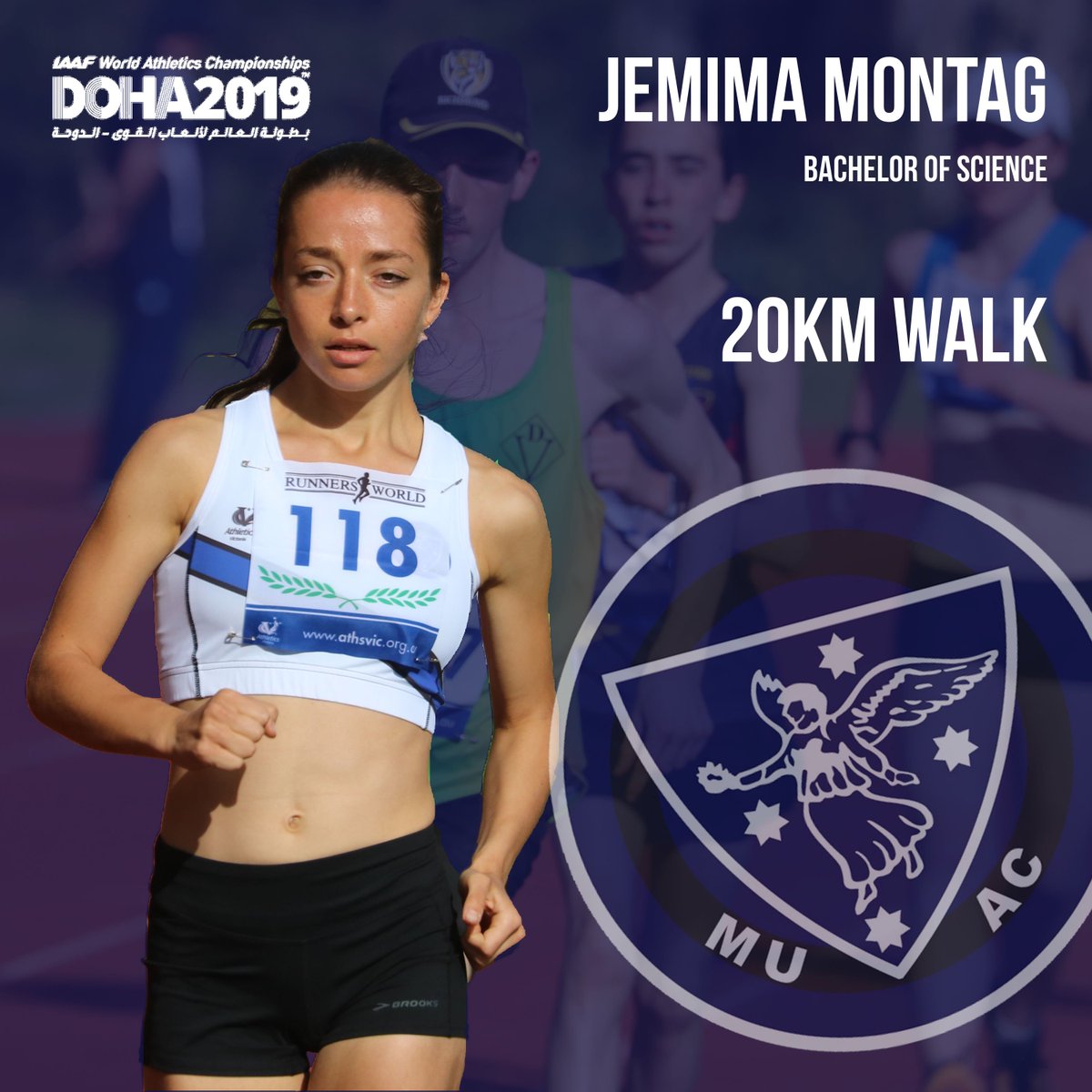 MUAthleticsClub's tweet photo. Congratulations to Catriona, Jemima and Joel on their selection in the Australian Team for @IAAFDoha2019 #SupportTheSash https://t.co/YadhNTAvnB