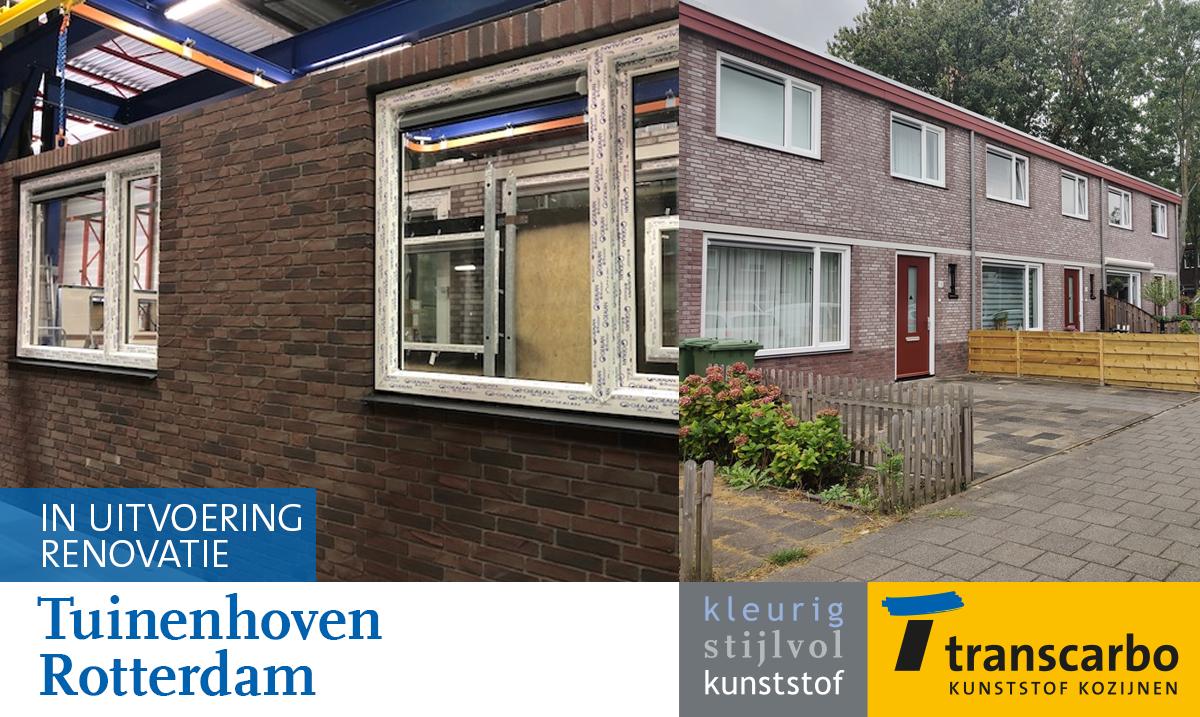 Voor de duurzame renovatie van jaren ’60 woningen levert Transcarbo kunststof kozijnen. Deze worden in de fabriek beglaasd en gemonteerd in prefab wanden van <a href="/RcPanels/">Rc Panels</a>. Na het verwijderen van de bestaande gemetselde wanden door <a href="/VORMHolding/">VORM Holding</a>, worden de prefab wanden geplaatst.