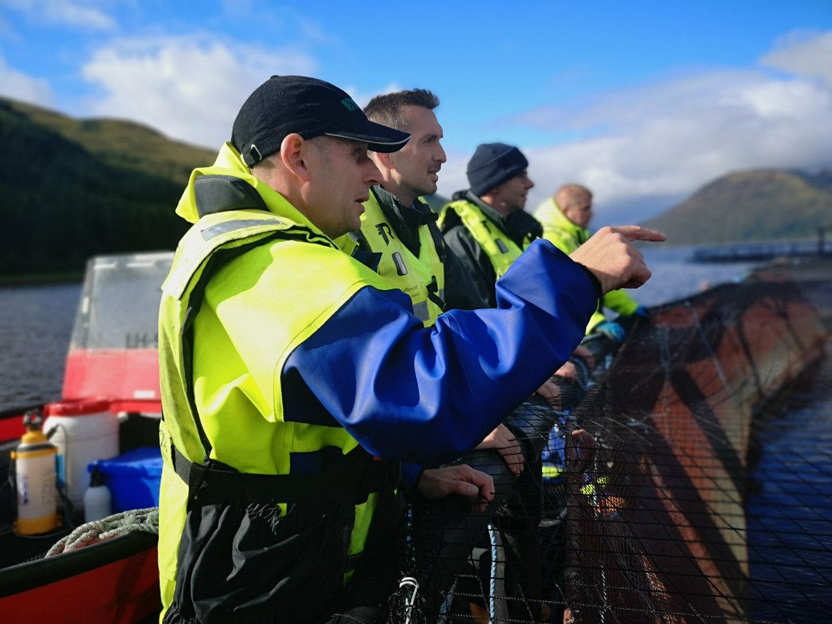 No substitute for spending time out on farms with our members - @SSPOsays team at Loch Striven talking pride, passion and provenance #scottishsalmon #scotfoodfort19