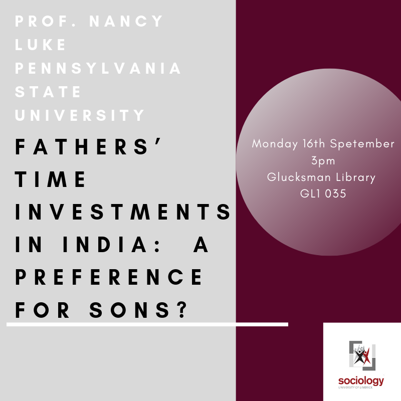 ULSociology's tweet photo. MONDAY 16TH SEPTEMBER

We will host Prof. Nancy Luke, professor of Sociology and Criminology and faculty associate at the Population Research Institute at Pennsylvania State University. https://t.co/k2lDjYicgo