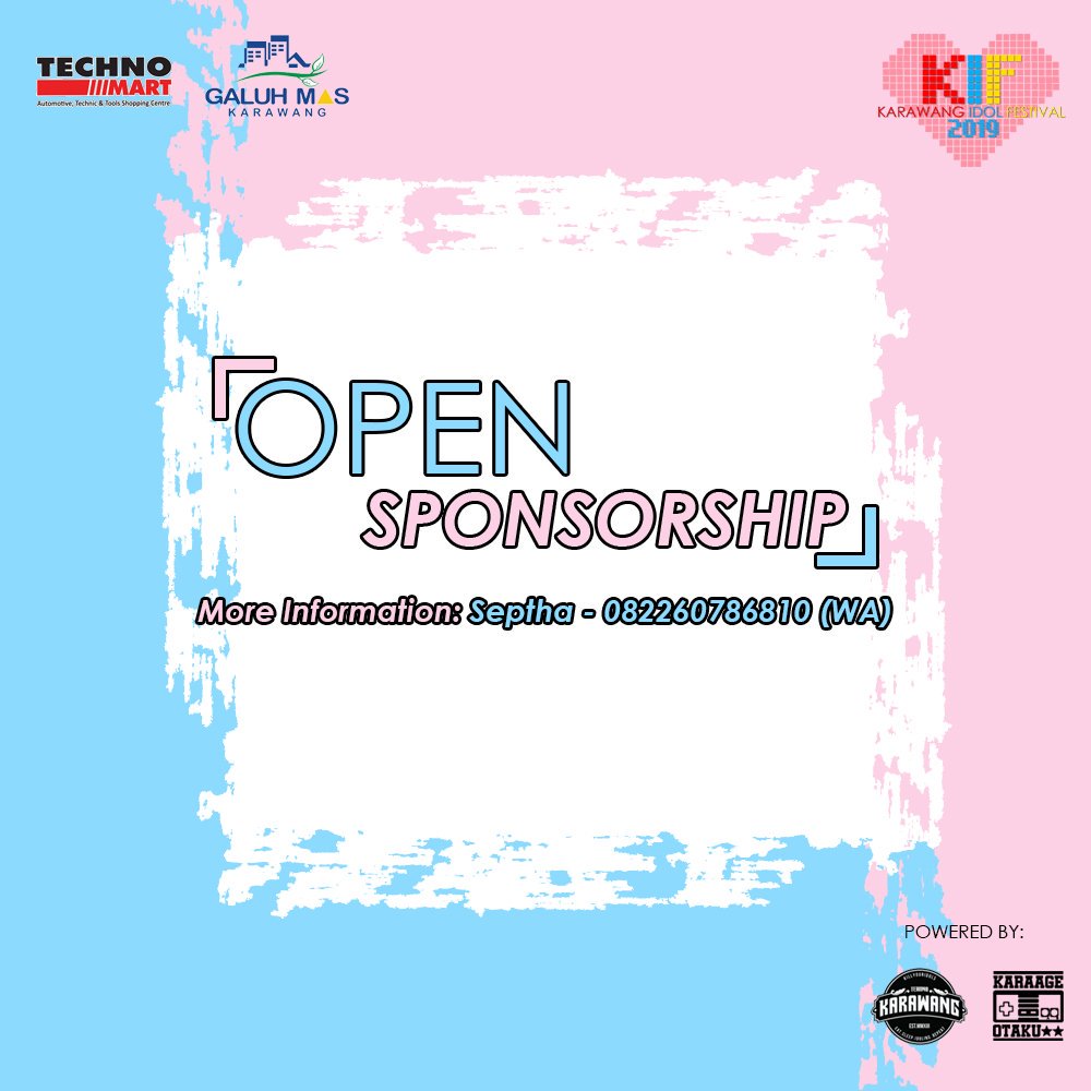 Open Sponsorship for #karawangidolfest2019!

More information:
Septha - 082260786810 (WA)

#karawang #karawangidolfest #kif #idol #aidoru #opensponsor #opensponsorship #sponsor #sponsorship