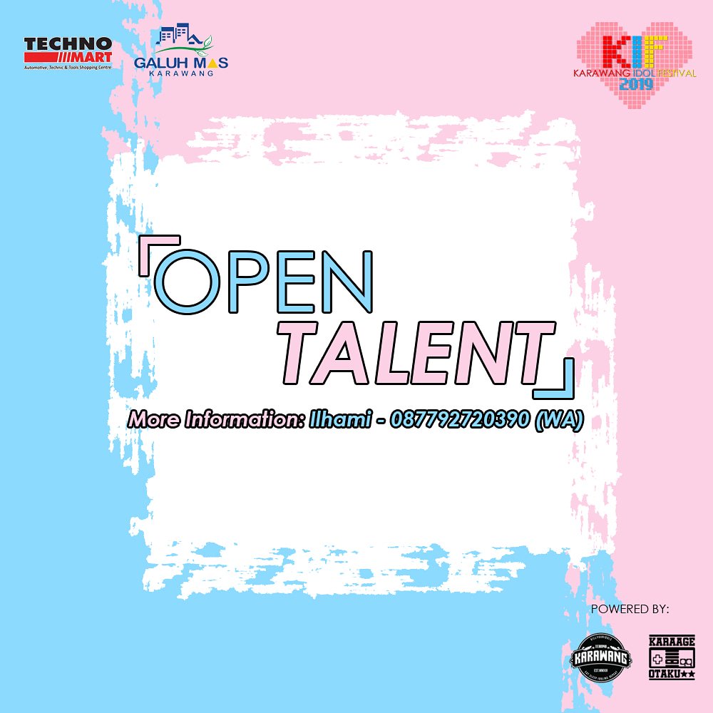 Open Talent for #karawangidolfest2019!

More information:
Ilhami - 087792720390 (WA)

Link Draft Formulir Talent terterta di Bio!

#karawang #karawangidolfest #kif #idol #aidoru #opentalent #talent