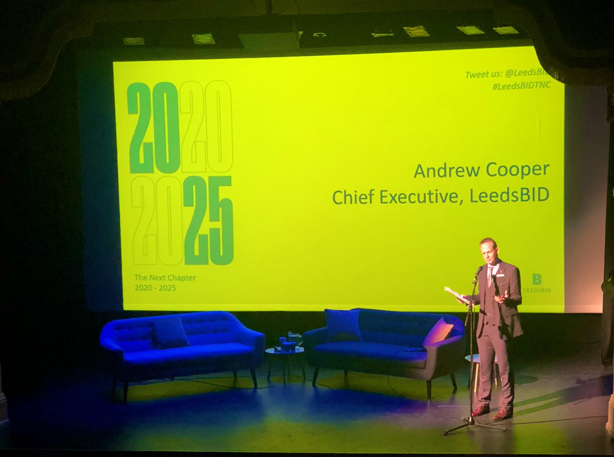 LeedsBoost's tweet image. #AndrewCooper takes to the stage @leedsbid 2020 - 2025 launch @CityVarieties. #TheNextChapter #FiveMoreYears #LeedsBIDTNC #LeedsBid #LeedsBoost