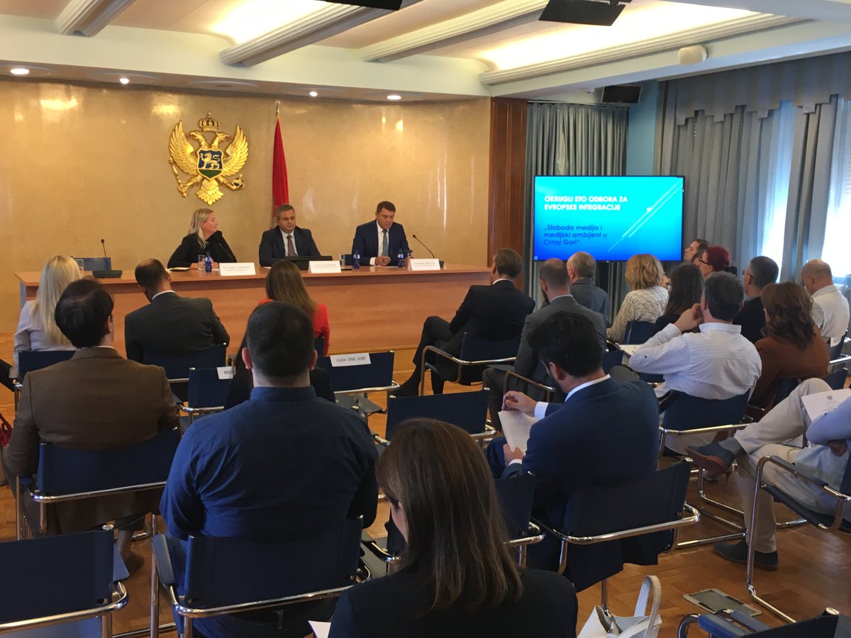 Danas razgovaramo o slobodi medija i medijskom ambijentu u Crnoj Gori - okrugli sto u organizaciji Odbora za evropske integracije.