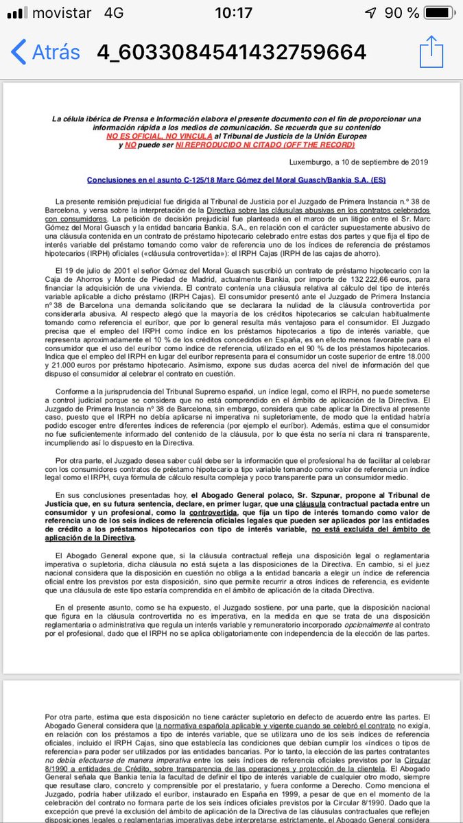 JesusFamilex's tweet photo. El Abogado General del TJUE Sr Szpunar da la razon a la cuestion prejudicial del Jdo 1 Inst 38 de Barcelona sobre el IRPH https://t.co/cDaCIbqN7y
