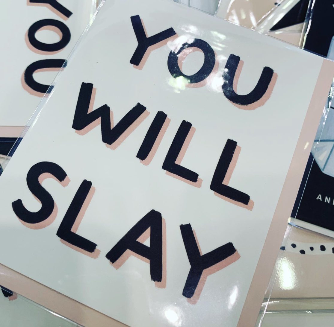 FINGERSININK's tweet photo. “You Will Slay” ... all week long! Most appropriate card for the start of a busy week! @girlwknife
#fingersinink #youwillslay #slayallday #slayallweek #messagecards #encouragementquotes #girlwithknife #nss2019 https://t.co/wmyf7nKOHW