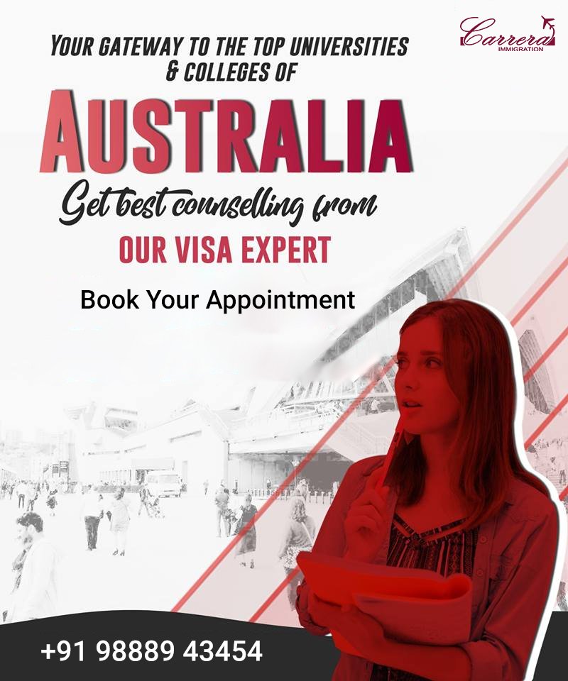 Want to study Australia? Get best counselling from our visa expert !
Book Your Appointment!

Talk To Our Experts - 9888943454

#StudyVisaAustralia #Australia #LowIELTS #MohaliVisaService #Chandigarh #VisaService #Carrera #Immigration