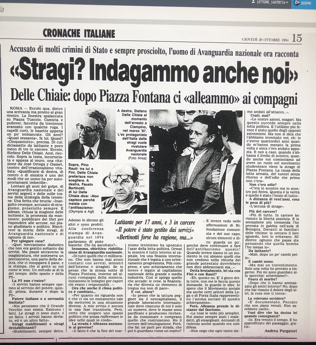 andreapurgatori's tweet image. 10 ottobre 1994 #DelleChiaie