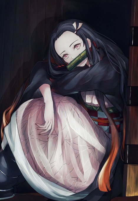marumoruさんがTwitterに投稿した竈門禰豆子(鬼滅の刃)のイラスト。