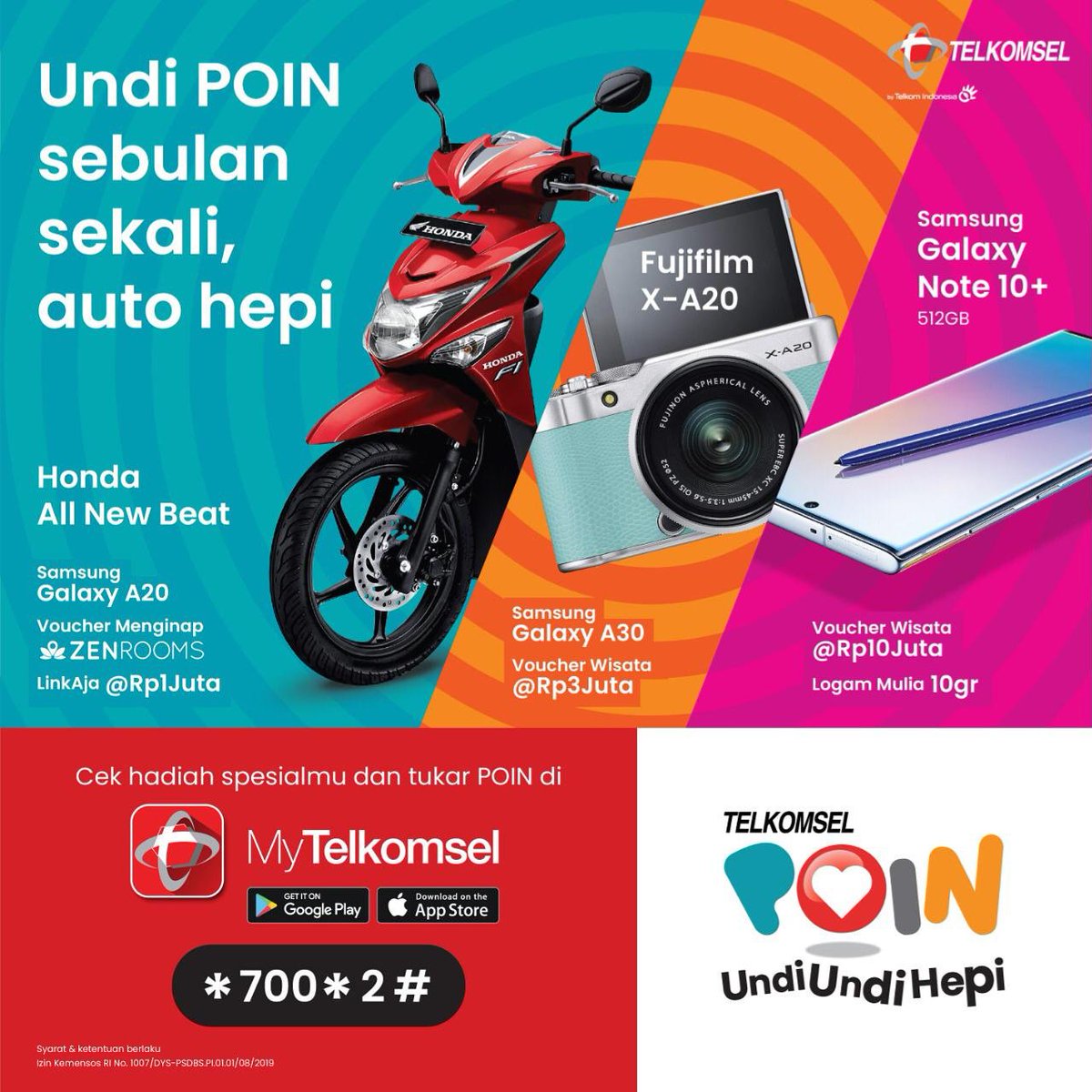 TselGresik's tweet photo. Dapatkan kesempatan menang hadiah seru, mulai dari Motor Honda Beat, Samsung Galaxy note 10+, Fujifilm X-A20, dan banyak lagi! Caranya gampang! Pilih hadiah yang kamu inginkan, tukar poinnya, dan ikuti undiannya!

Yuk, tukar poin kamu sekarang! https://t.co/rieZQXQ0ui